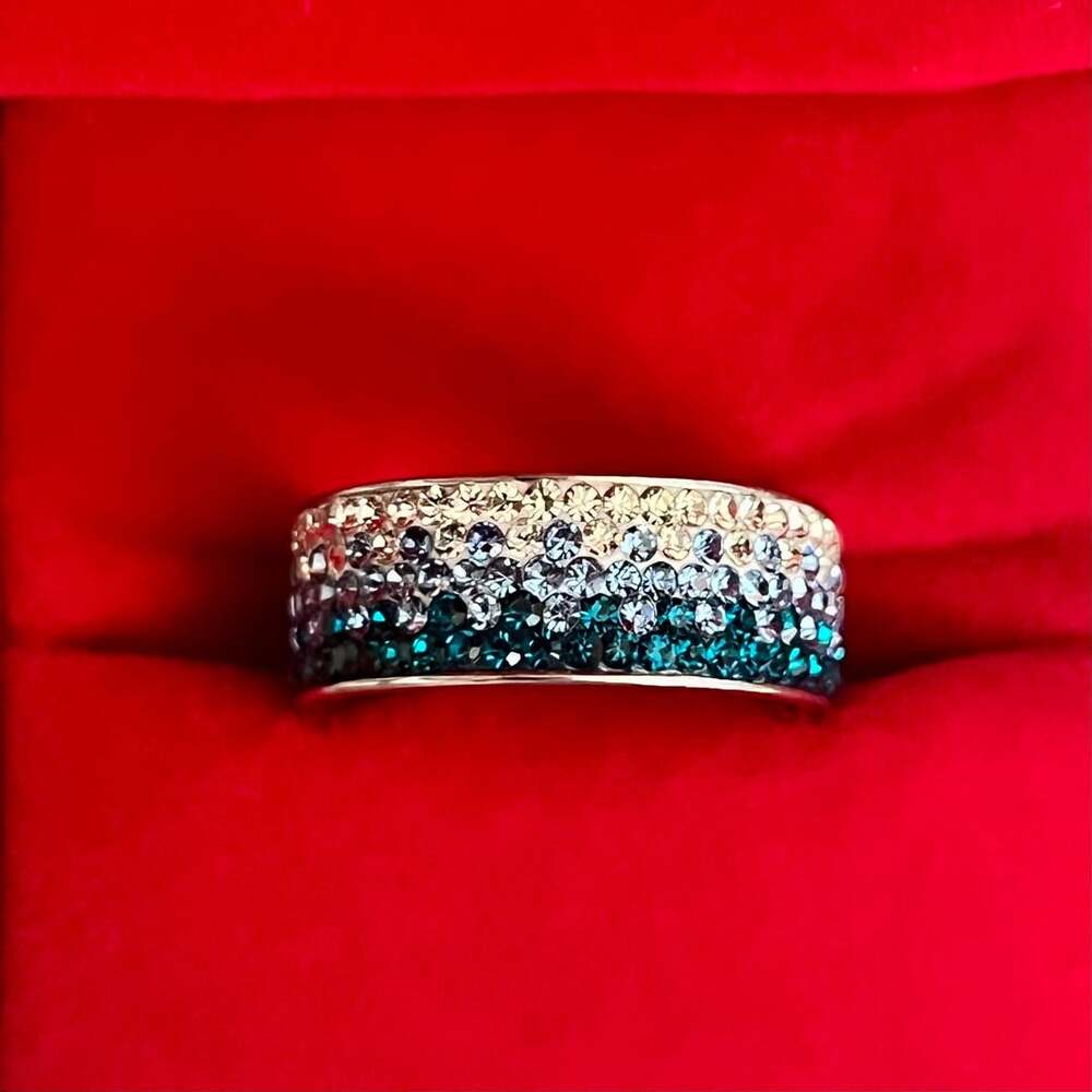 Swarovski Elements Crystal Ombre Eternity Ring Size 6
